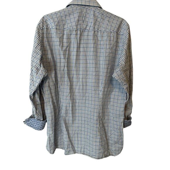 Ted Baker Mens Endurance Blue, & White Check Shirt Pattern Cuff 16.5”32/33” - Picture 3 of 5